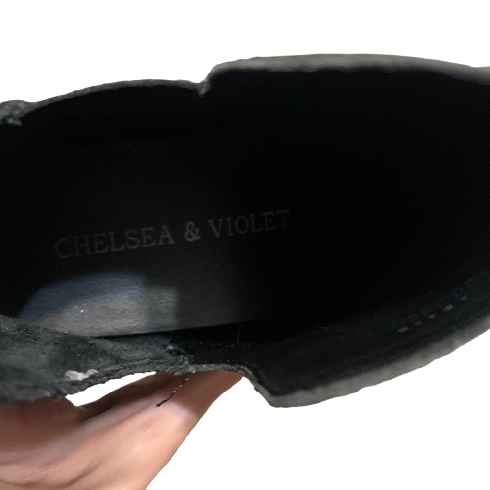 Chelsea & Violet shoes Milo black leather suede grommet hidden wedge sneaker 7.5 - Picture 9 of 11